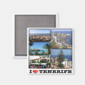 zES142 TENERIFEプエルト・デ・ラ・クルス「I Love」、冷蔵庫 マグネット (正面/裏面)