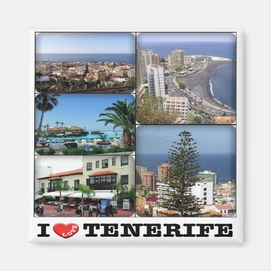 zES142 TENERIFEプエルト・デ・ラ・クルス「I Love」、冷蔵庫 マグネット (正面)