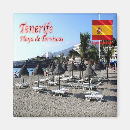 zES147 TENERIFE Torviscasビーチ、カナリア、冷蔵庫 マグネット (正面)