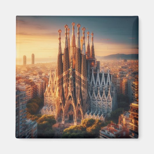 zESa13 BARCELONA Basilica Sagrada Familia冷蔵庫 マグネット (正面)
