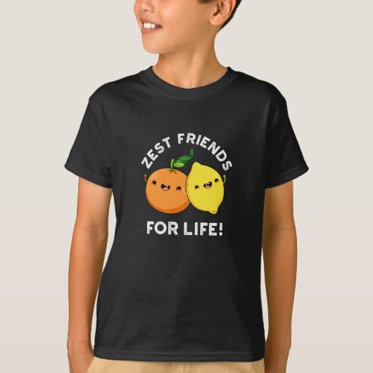 Zest Friends For Life Citrus おもしろい Pun Dark BG Tシャツ (正面)