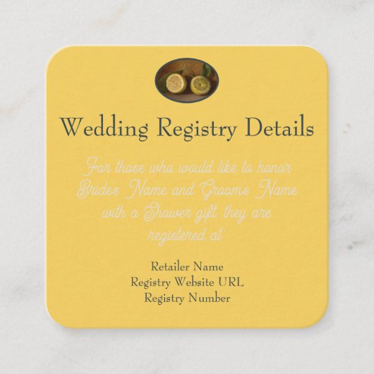 Zest Wishes Lemonのレジス結婚トリエンクロージャカード エンクロージャーカード (正面)