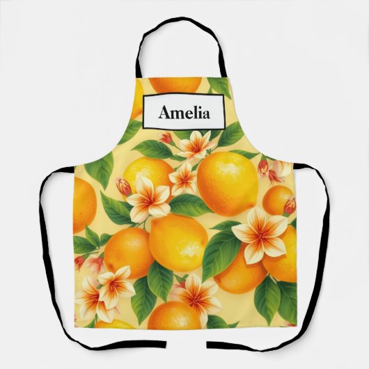 Zesty Citrus & Blossom Kitchen Apron エプロン (正面)