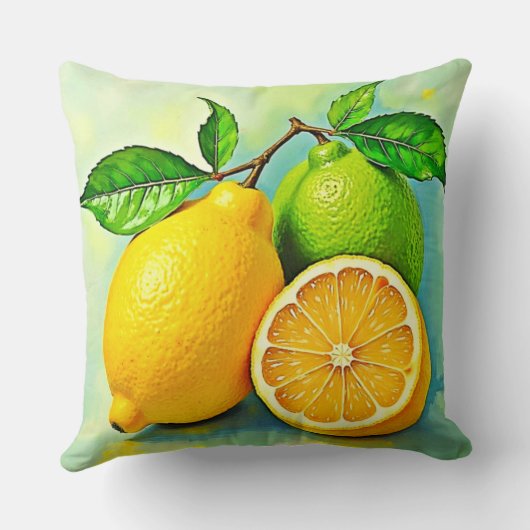 Zesty Citrus Burst of Sunshine Design クッション (裏面)