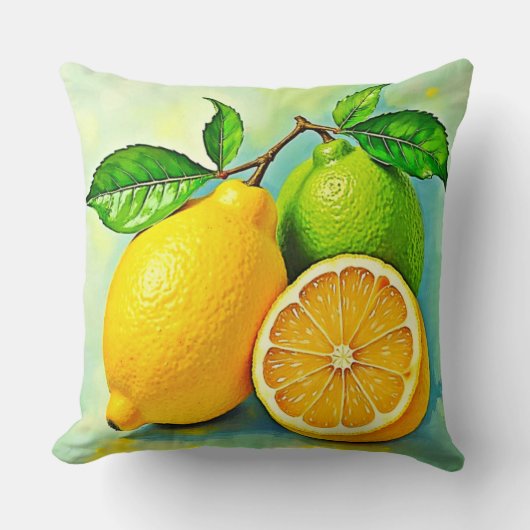 Zesty Citrus Burst of Sunshine Design クッション (正面)