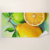 Zesty Citrus Burst of Sunshine Design ビーチタオル (正面)