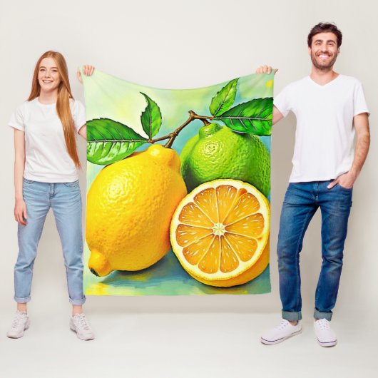 Zesty Citrus Burst of Sunshine Design フリースブランケット (インサイチュ)