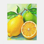Zesty Citrus Burst of Sunshine Design フリースブランケット (正面)