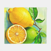 Zesty Citrus Burst of Sunshine Design フリースブランケット (正面(横))