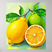 Zesty Citrus Burst of Sunshine Design ポスター (正面)