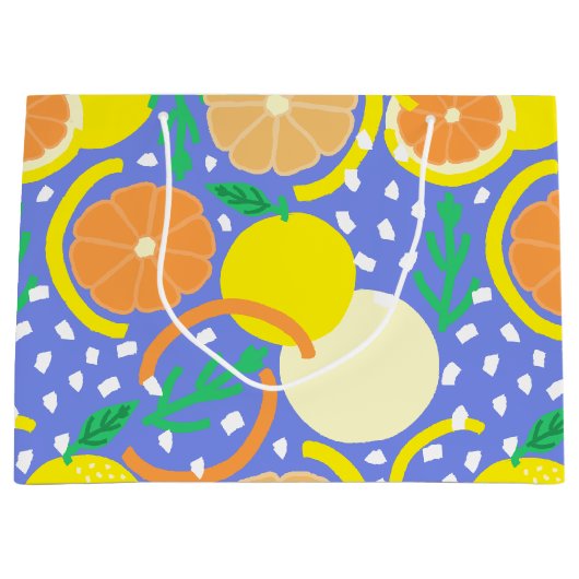 Zesty Citrus Fruit Summer Amalfi Coast ラージペーパーバッグ (正面)