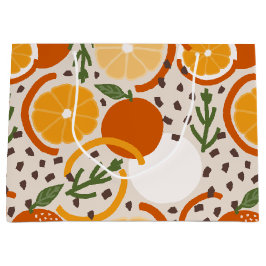 Zesty Citrus Fruit Summer Retro Kitchen ラージペーパーバッグ