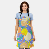 Zesty Citrus Geometric Confetti Chef Amalfi Coast エプロン (着用した状態)