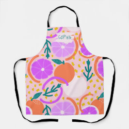 Zesty Citrus Geometric Confetti Chef Pink Lemonade エプロン