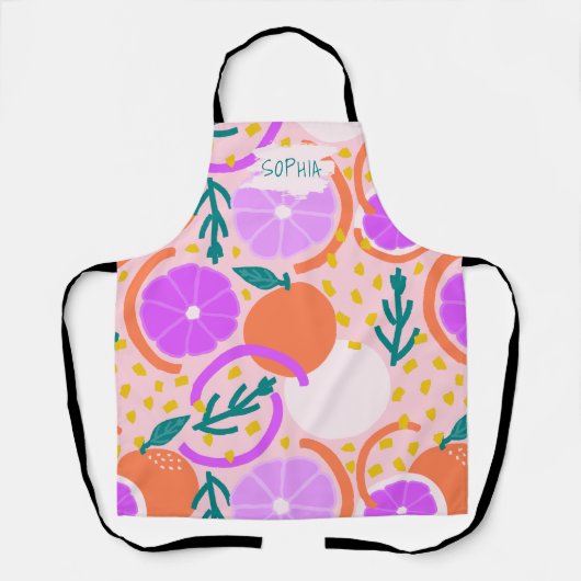 Zesty Citrus Geometric Confetti Chef Pink Lemonade エプロン (正面)