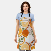 Zesty Citrus Geometric Confetti Chef Retro Kitchen エプロン (着用した状態)