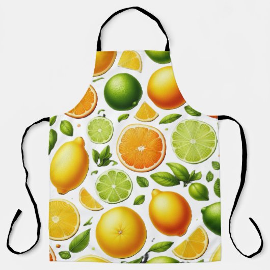 Zesty Citrus Harvest Apron – Orange & Lime Design エプロン (正面)