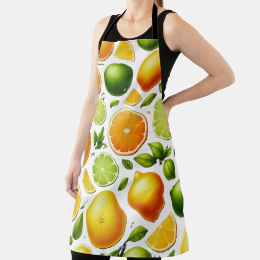Zesty Citrus Harvest Apron – Orange & Lime Design エプロン (インサイチュ)