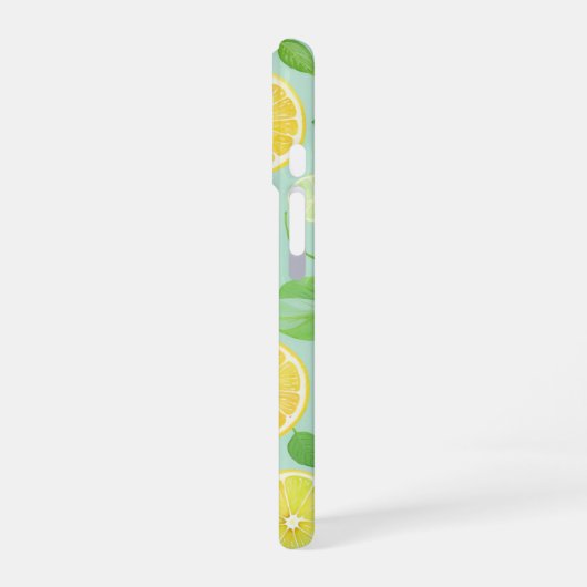 Zesty Lemon and Lime Fruit Pattern phone case iPhone 16ケース (左側面)