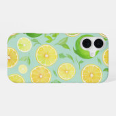 Zesty Lemon and Lime Fruit Pattern phone case iPhone 16ケース (裏面横)