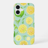 Zesty Lemon and Lime Fruit Pattern phone case iPhone 16ケース (裏面)