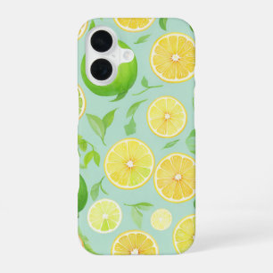 Zesty Lemon and Lime Fruit Pattern phone case iPhone 16ケース
