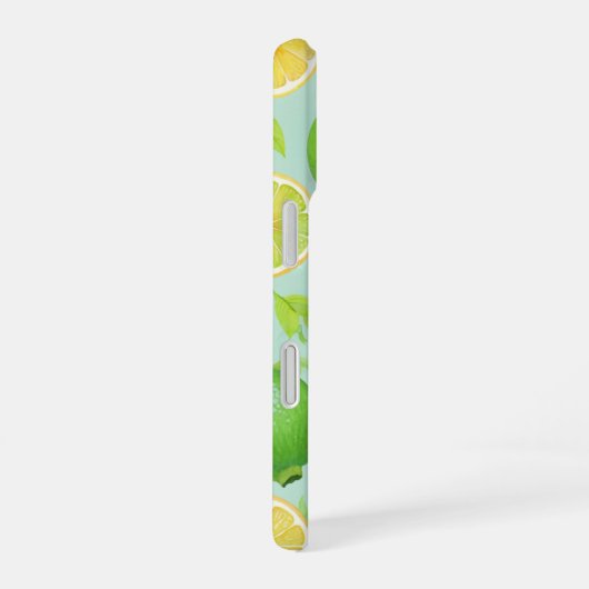 Zesty Lemon and Lime Fruit Pattern phone case iPhone 16ケース (右側面)