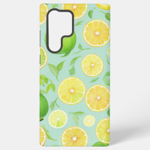 Zesty Lemon and Lime Fruit Pattern phone case Samsung Galaxy S22 Ultraケース