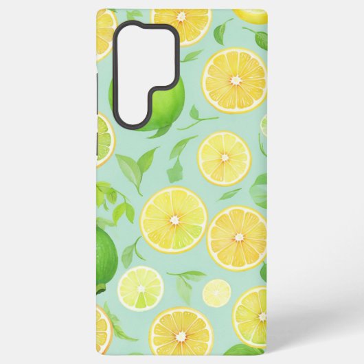 Zesty Lemon and Lime Fruit Pattern phone case Samsung Galaxyケース (裏面)