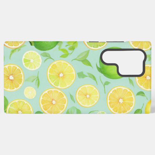 Zesty Lemon and Lime Fruit Pattern phone case Samsung Galaxyケース (裏面横)