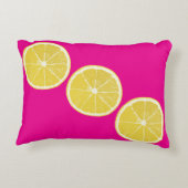 Zesty Lemon on Pink Accent Pillow アクセントクッション (裏面)
