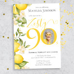 Zesty Lemon Photoおもしろい90th Birthday Party 招待状<br><div class="desc">Zesty Lemon Photoおもしろい90th Birthday Party Invitation.お祝いに火を付けるZesty Lemon Adult Milestone Birthday Partyテーマ!活気と活気に満ちたデザインは、おもしろいが満たされた集まりのステージを設定する。黄色の鋭い色合いからアクセントまでよくはしゃぐ、すべての詳細は喜びと興奮を醸し出し、このテーマは熱心な雰囲気で誕生日のバッシュを注入することを約束し、誰もが耳から耳まで笑みを浮かべるだろう。愛する人と一緒に忘れられない思い出を作り出す最高の楽しみを受け入れる準備をしなさい！</div>