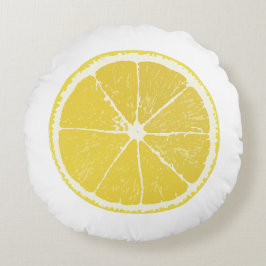 Zesty Lemon Slice Round Decorative Pillow ラウンドクッション