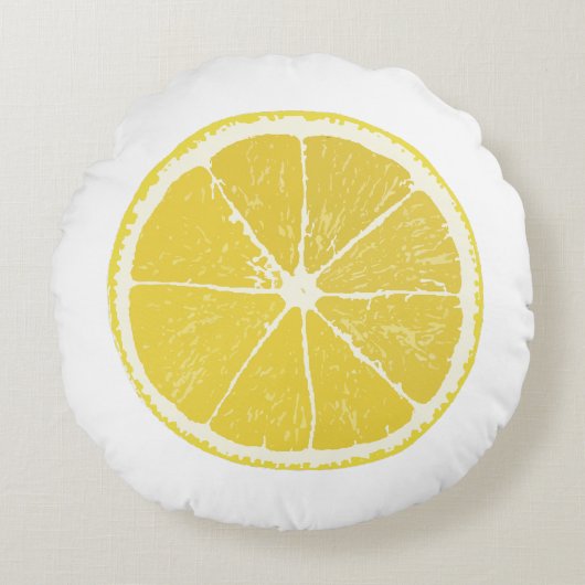 Zesty Lemon Slice Round Decorative Pillow ラウンドクッション (正面)