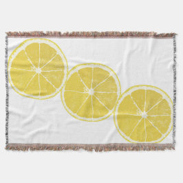 Zesty Lemon Slice Trio Throw Blanket スローブランケット