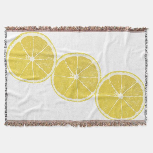 Zesty Lemon Slice Trio Throw Blanket スローブランケット (正面)