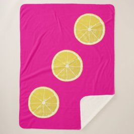 Zesty Lemon Trio on Pink Sherpa Blanket シェルパブランケット