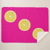 Zesty Lemon Trio on Pink Sherpa Blanket シェルパブランケット (正面(横))