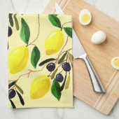 Zesty Lemons and Olives Kitchen Towels キッチンタオル (四つ折り)