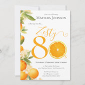 Zesty Orangeおもしろい80th Birthday Party Invitation 招待状 (正面)