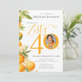 Zesty Orange写真40th Birthdayパーティー 招待状 (スタンド正面)