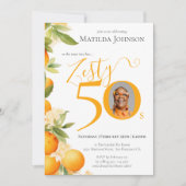 Zesty Orange Photo 50th Birthday Party 招待状 (正面)