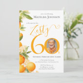 Zesty Orange Photo 60th Birthday Party 招待状 (スタンド正面)