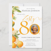 Zesty Orange Photo 80th Birthday Partyへの招待 招待状 (正面)