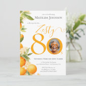 Zesty Orange Photo 80th Birthday Partyへの招待 招待状 (スタンド正面)