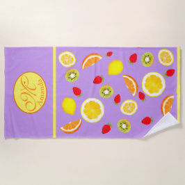 Zesty Summer Fruits モノグラム  ビーチタオル