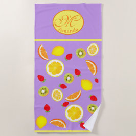 Zesty Summer Fruits モノグラム ビーチタオル