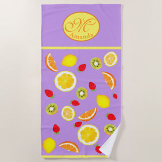 Zesty Summer Fruits モノグラム  ビーチタオル