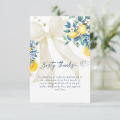 Zesty Thanks Lemon Mediterranean Baby Shower サンキューカード (スタンド正面)