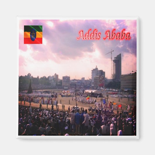 zET005 ADDIS ABABABA, Meskal Square，エチオピア，冷蔵庫 マグネット (正面)